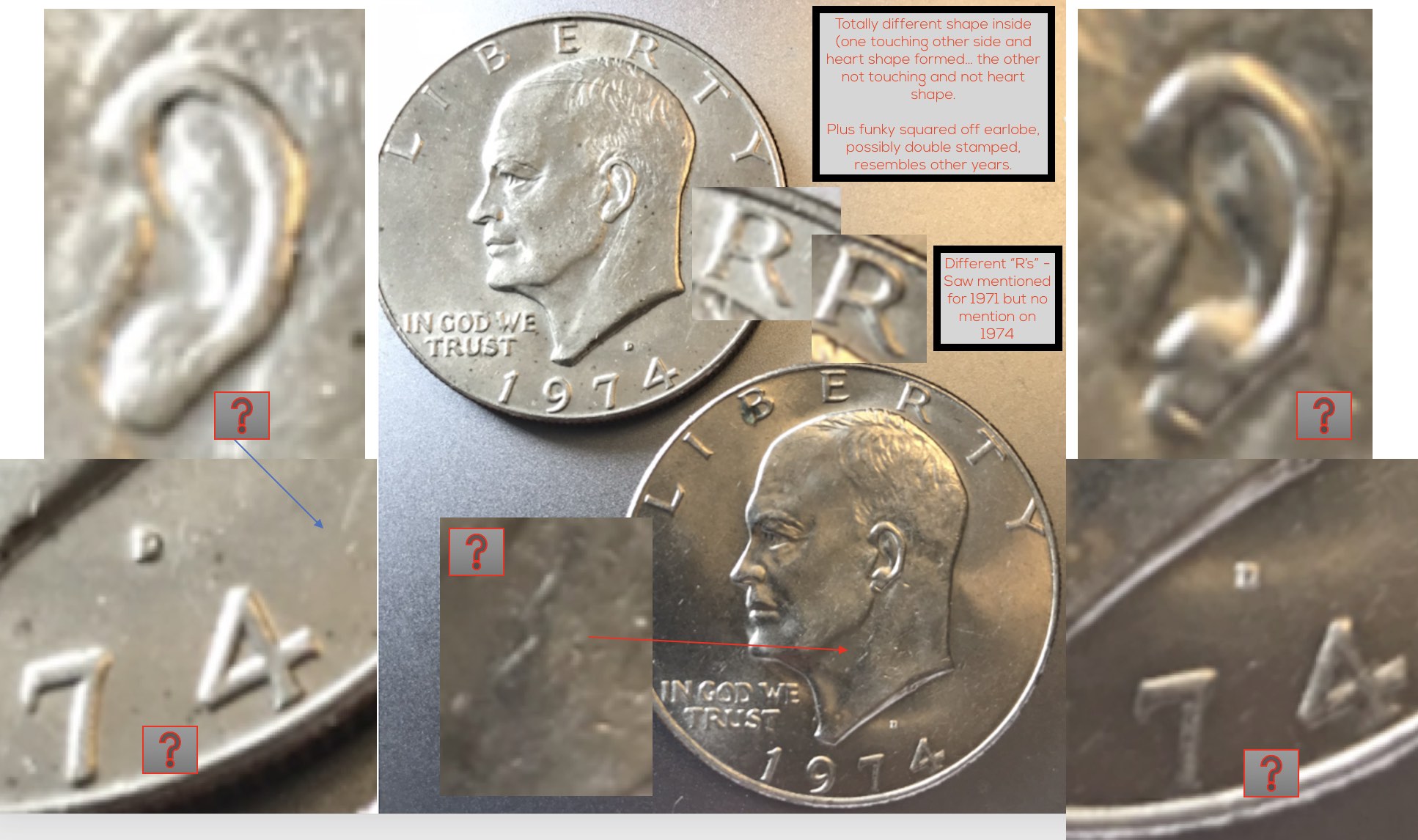 1974-D-Eisenhower-Dollar---Variations?-But-Both-D's?